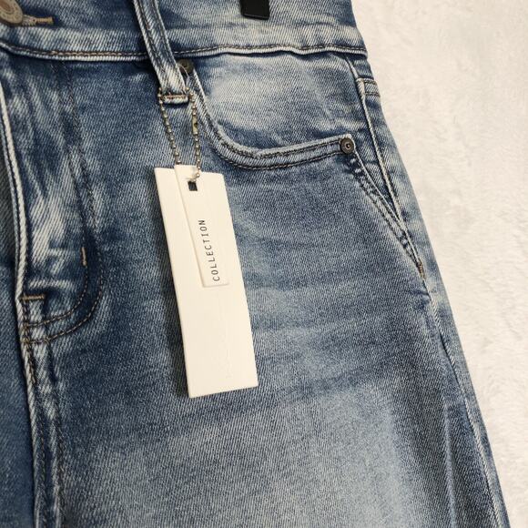 NWT KANCAN Estilo Jeans Sz 7/27 Mid Rise Split Cuff Distressed 27x33 NEW - Picture 3 of 12